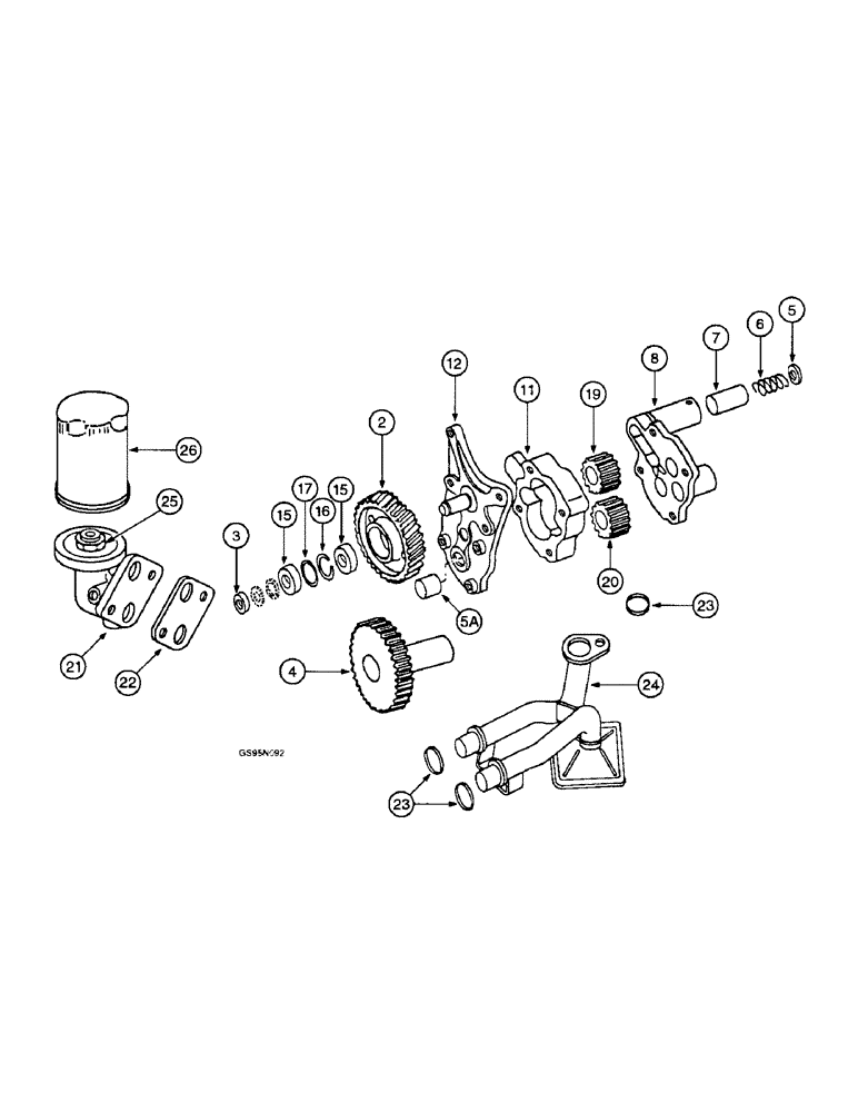 Схема запчастей Case IH D-310 - (5-116) - LUBRICATING OIL PUMP AND FILTER, 715 COMBINES 