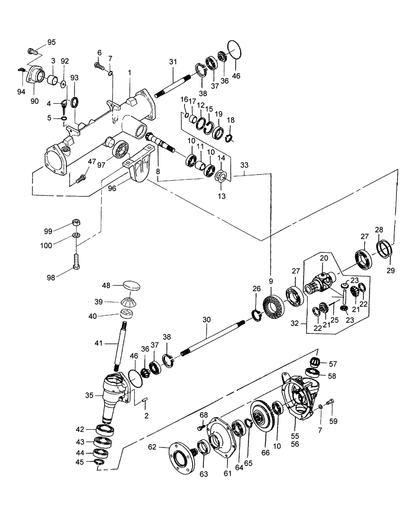 Схема запчастей Case IH DX24E - (04.02) - FRONT AXLE W/ POWER STEERING (04) - FRONT AXLE & STEERING