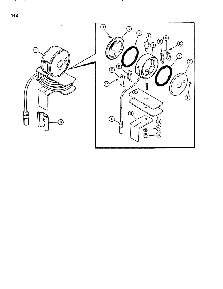 Схема запчастей Case IH 1070 - (0142) - IMPLEMENT WARNING LAMP (04) - ELECTRICAL SYSTEMS