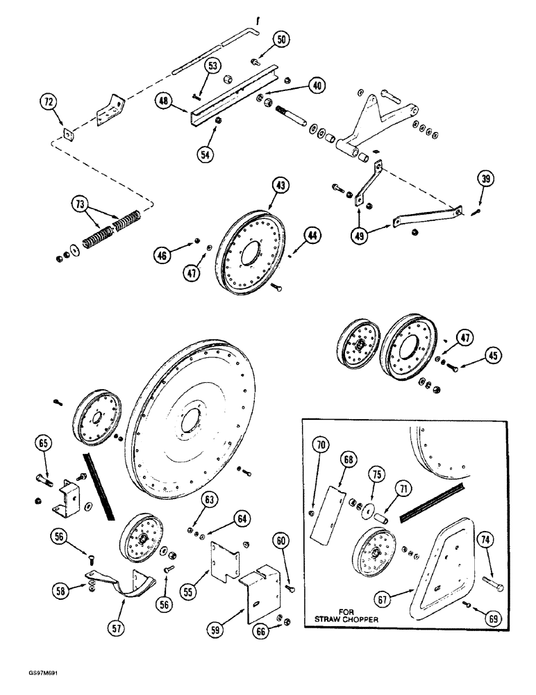 Схема запчастей Case IH 1660 - (9A-06) - BELT DRIVE, RIGHT-HAND SIDE (CONTD) (13) - FEEDER