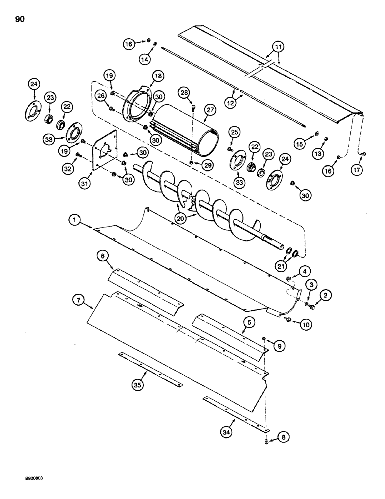 Схема запчастей Case IH 1660 - (090) - TAILINGS AUGER TROUGH, EXTENDED LENGTH CLEANING SYSTEM (66) - THRESHING