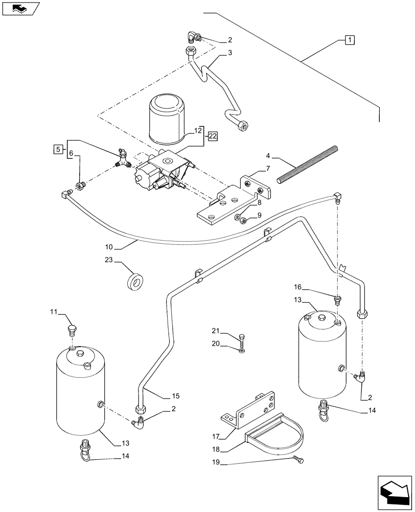 Схема запчастей Case IH PUMA 230 - (88.033.07[05]) - DIA KIT - PNEUMATIC TRAILER BRAKE (UNIVERSAL) - REGENERATION AIR DRYER, TANKS AND PIPES (88) - ACCESSORIES