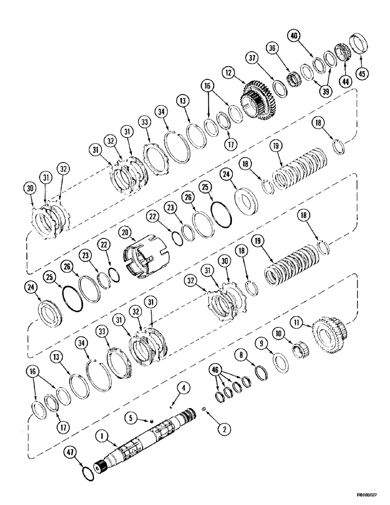 Схема запчастей Case IH MX220 - (6-026) - SPEED TRANSMISSION, OUTPUT SHAFT FRONT CLUTCH (06) - POWER TRAIN