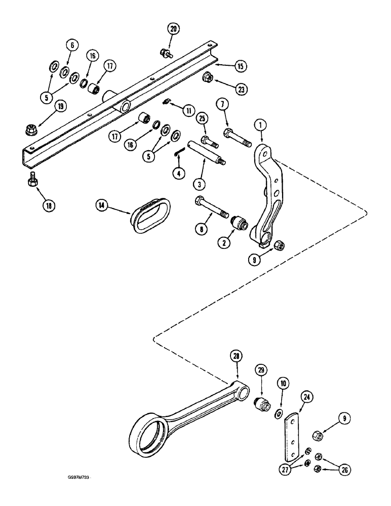 Схема запчастей Case IH 1660 - (9B-44) - CHAFFER DRIVE HANGER LEVER AND SUPPORT, HEAVY DUTY DRIVE, P.I.N. JJC0039550 AND AFTER (14) - ROTOR, CONCANVES & SIEVE