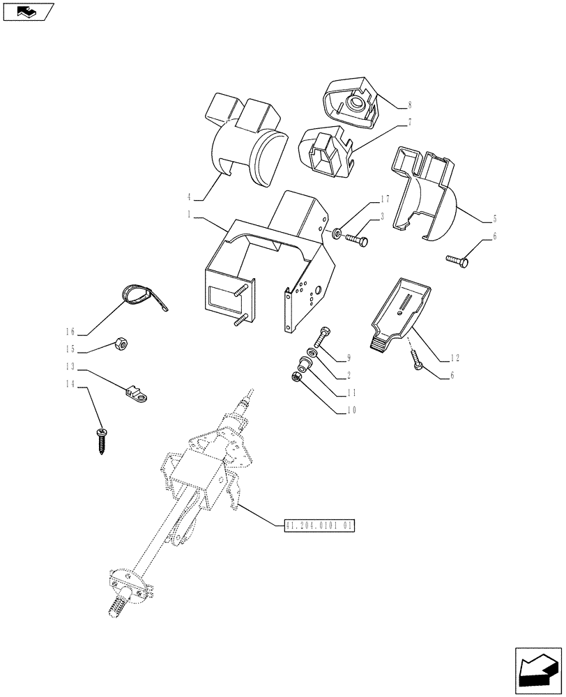 Схема запчастей Case IH PUMA 230 - (41.204.0101[02]) - FAST STEERING - COVERING AND SUPPORT (VAR.743187 / 743608) (41) - STEERING