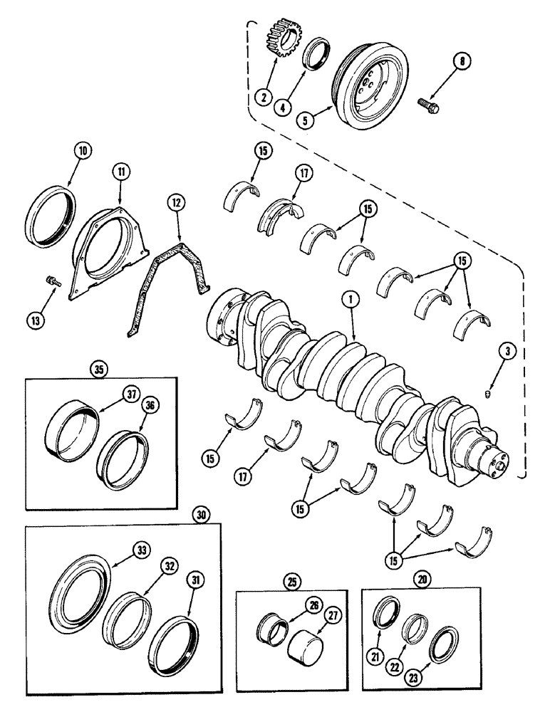 Схема запчастей Case IH 1896 - (2-30) - CRANKSHAFT, 6T-590 DIESEL ENGINE (02) - ENGINE