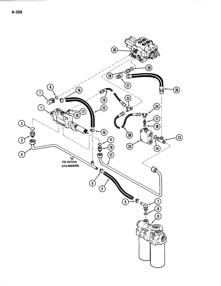 Схема запчастей Case IH 4494 - (8-326) - REMOTE HYDRAULIC SYSTEM, P.I.N. 8865595 AND AFTER (08) - HYDRAULICS