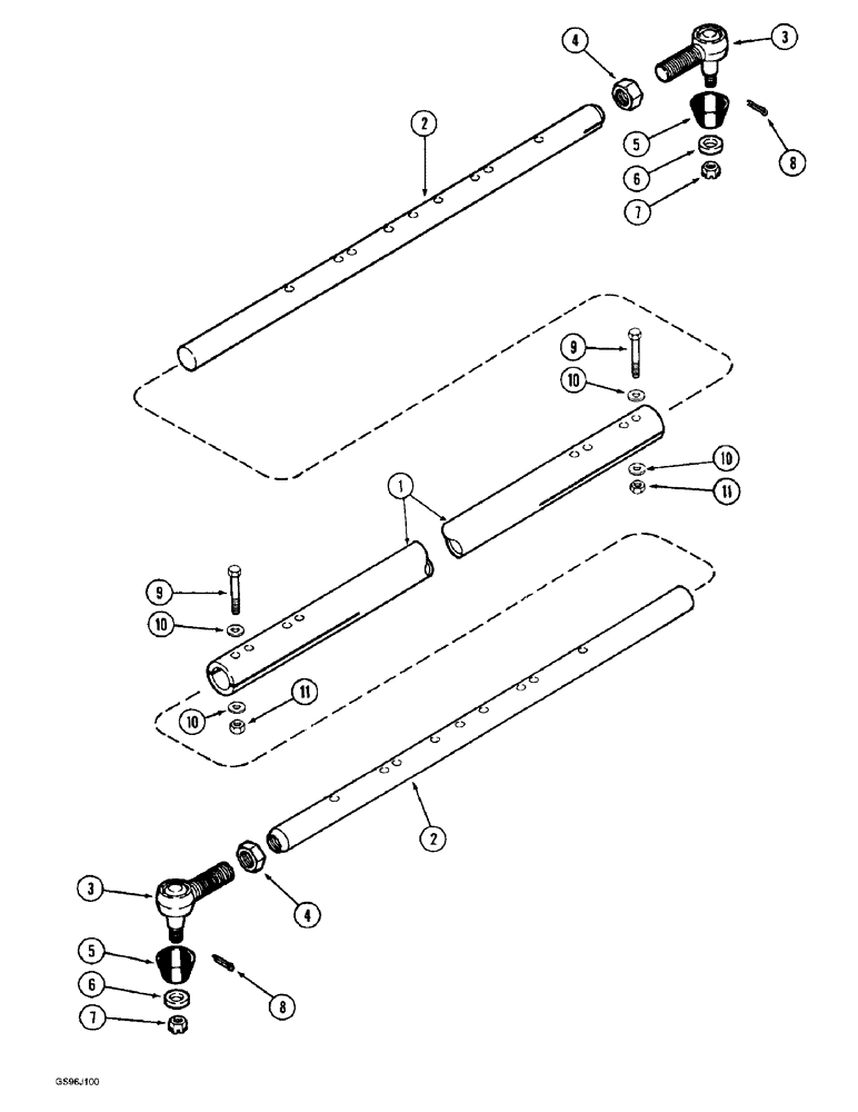 Схема запчастей Case IH 1660 - (5-56) - STEERING TIE ROD, POWER GUIDE AXLE, PRIOR TO P.I.N. JJC0036301 (04) - STEERING