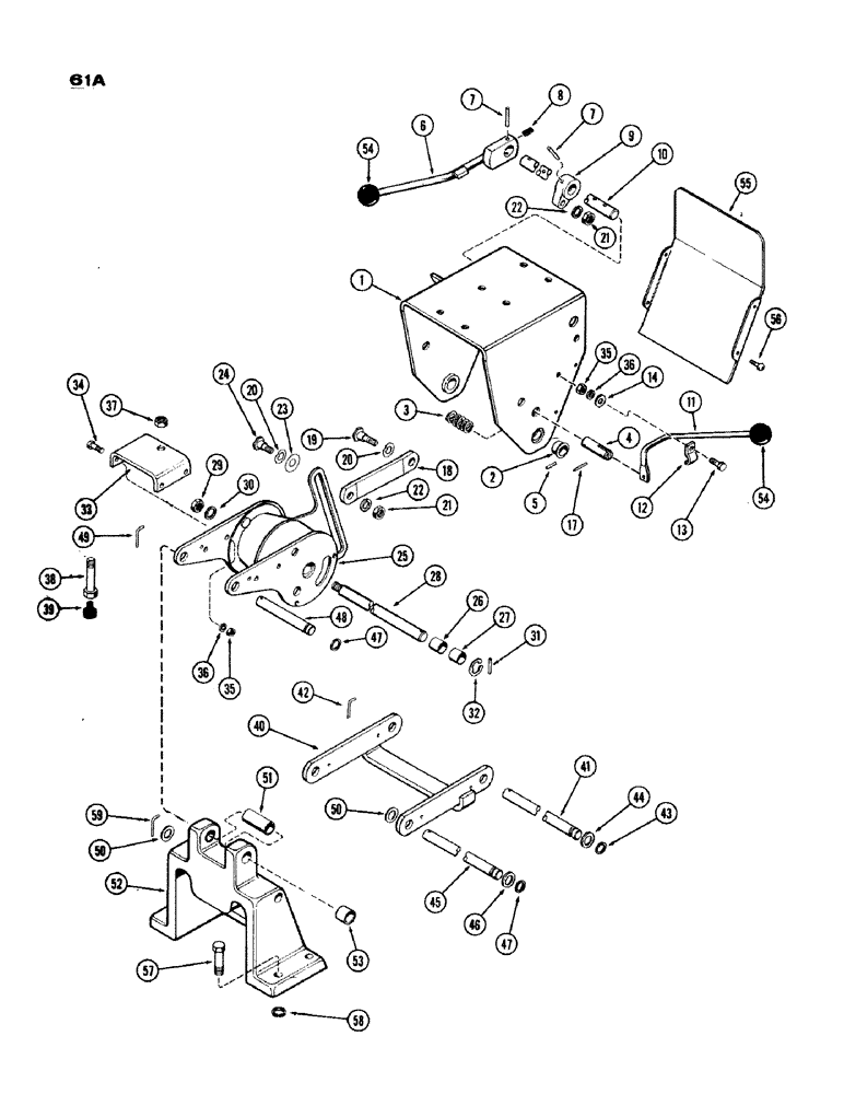 Схема запчастей Case IH 1200 - (061) - SEAT SUSPENSION, WITHOUT FLANGED BUSHINGS, USED PRIOR TO TRACTOR SERIAL NUMBER 8339332 (09) - CHASSIS