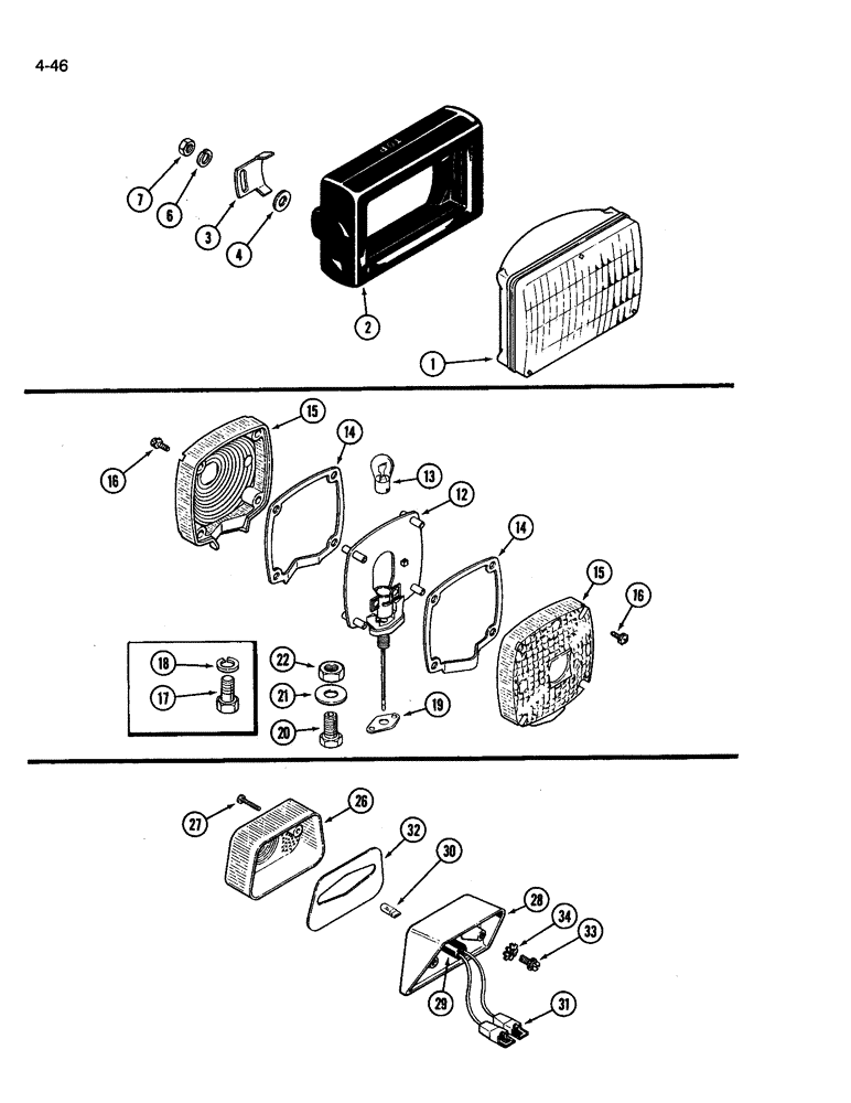 Схема запчастей Case IH 3394 - (4-46) - HEAD LAMP, FLASHER LAMP, TAIL LAMP (04) - ELECTRICAL SYSTEMS