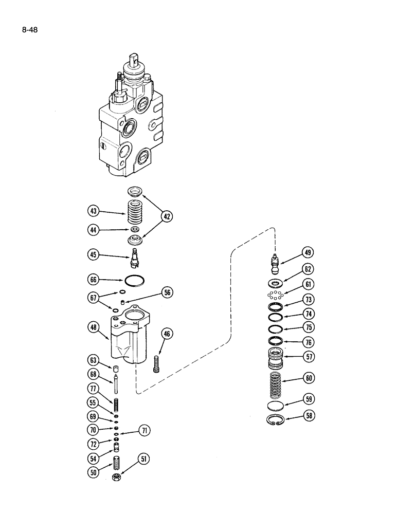 Схема запчастей Case IH 3394 - (8-48) - REMOTE VALVE ASSEMBLY, FIRST AND SECOND SECTION WITH LOAD CHECK (CONTINUED) (08) - HYDRAULICS