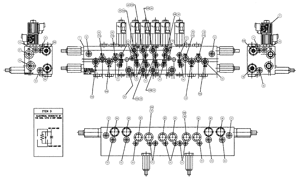 Схема запчастей Case IH SPX3320 - (06-034[02]) - VALVE, 6-SECTION, W/O FITTINGS Hydraulic Plumbing