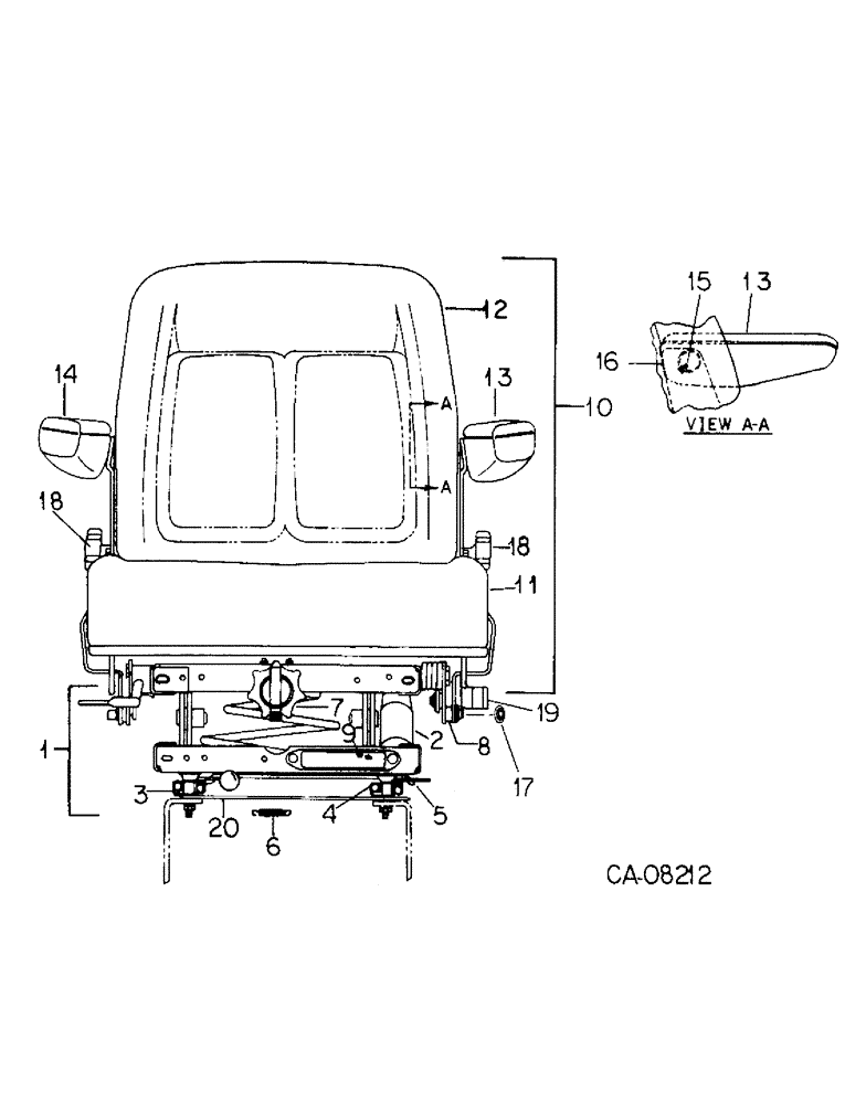 Схема запчастей Case IH 3488 - (13-11) - SUPERSTRUCTURE, DELUXE VERTICAL ACTING SEAT, SERIAL NO. 715 AND ABOVE (05) - SUPERSTRUCTURE