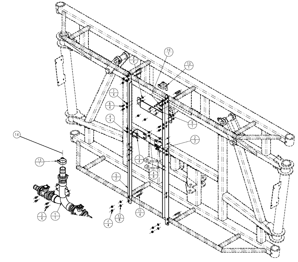 Схема запчастей Case IH SPX3320 - (09-038) - MANIFOLD SUPPORT GROUP, 5-6 SECTION Liquid Plumbing