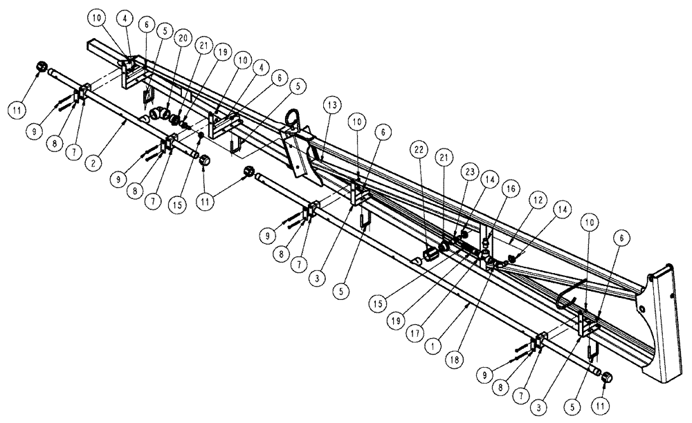 Схема запчастей Case IH SPX3320 - (09-048) - SPRAYBAR, OUTER, 20" OFF, 6 SECTION, LO-FLOW Liquid Plumbing