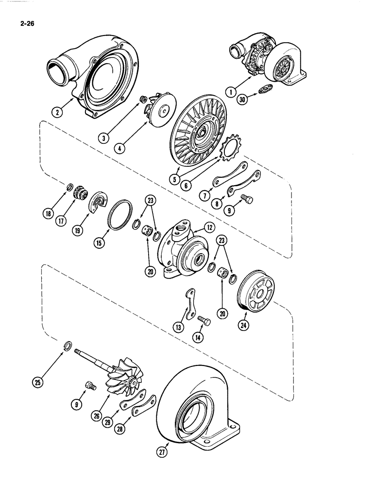 Схема запчастей Case IH 4494 - (2-026) - TURBOCHARGER ASSEMBLY, 504BDT DIESEL ENGINE (02) - ENGINE