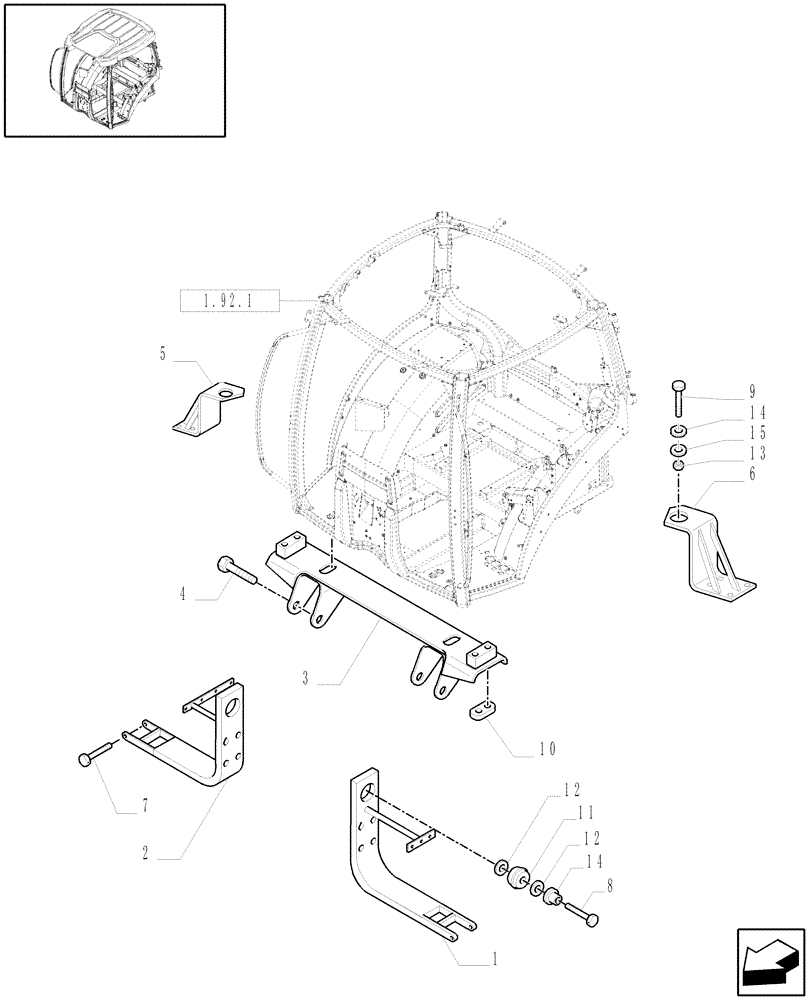 Схема запчастей Case IH PUMA 195 - (1.92.6) - CAB SUPPORTS (10) - OPERATORS PLATFORM/CAB