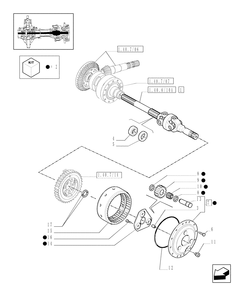 Схема запчастей Case IH MAXXUM 140 - (1.40. 7/10[01]) - (CL.4) FRONT AXLE W/MULTI-PLATE DIFF. LOCK, ST. SENSOR AND BRAKES - SHAFT AND GEAR TRAIN - C5831 (VAR.330426) (04) - FRONT AXLE & STEERING