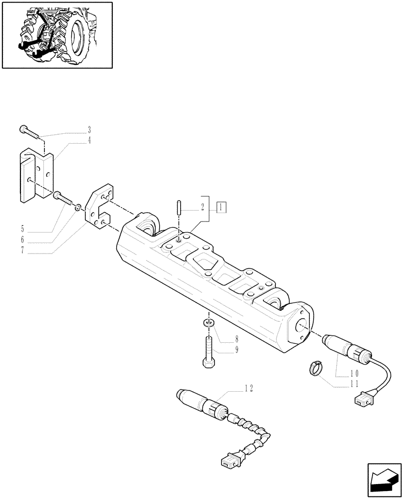 Схема запчастей Case IH MXU130 - (1.89.6/03[01]) - (VAR.597) 2 AUX. RAMS W/EDC AND 3 REMOTES FOR HD REAR AXLE - TOOLING CONNECTION UNIT (09) - IMPLEMENT LIFT