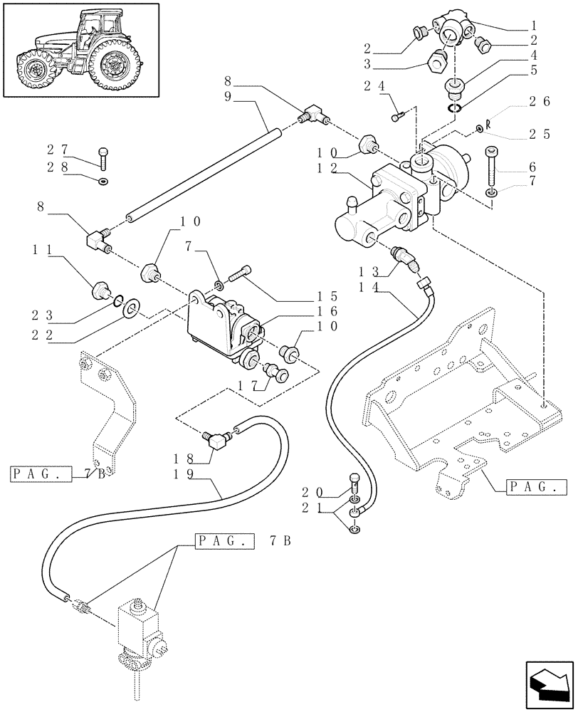 Схема запчастей Case IH MAXXUM 130 - (1.68.6[08B]) - TRAILER AIR BRAKE - TOWING BRAKE CONTROL VALVE, PIPES AND RELATED COMPONENTS - D6753 (VAR.332727-333727-332737-339737-332739-333739) (05) - REAR AXLE