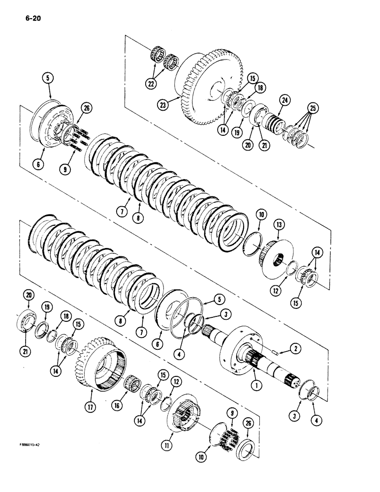 Схема запчастей Case IH 9180 - (6-20) - TRANSMISSION, 8 INCH CLUTCH PACK (06) - POWER TRAIN