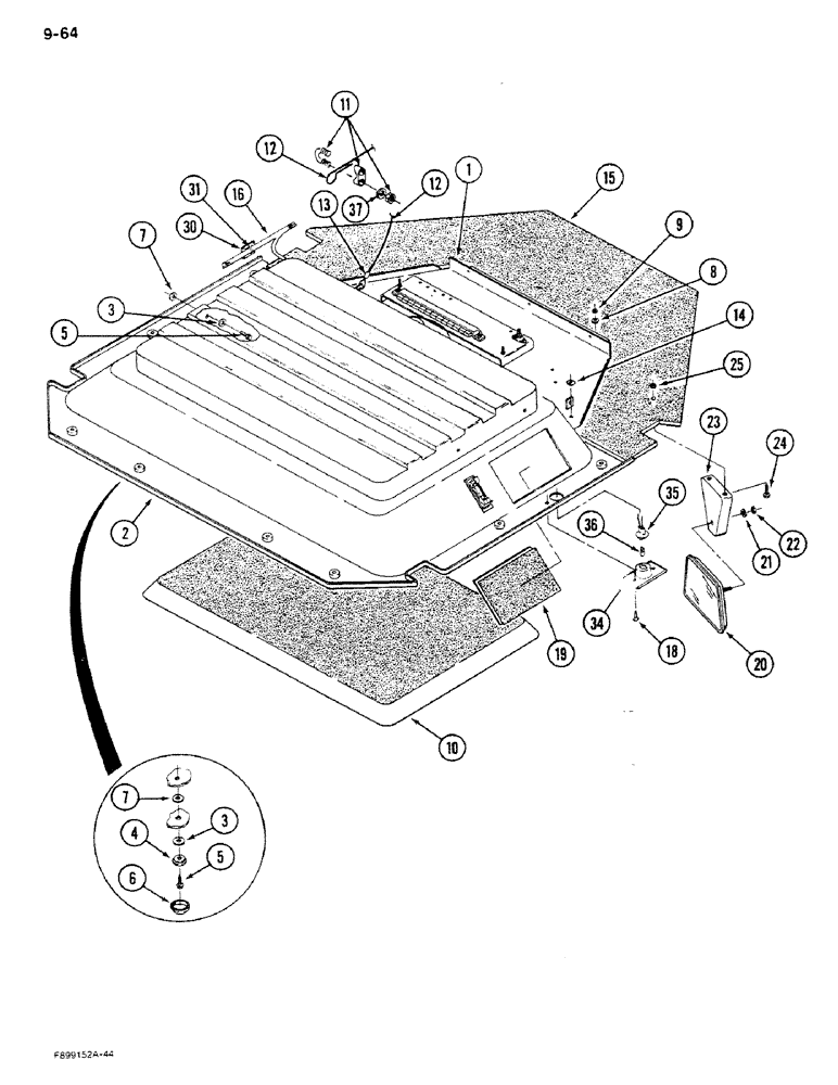 Схема запчастей Case IH 9280 - (9-64) - OVERHEAD CONSOLE, CAB (09) - CHASSIS/ATTACHMENTS