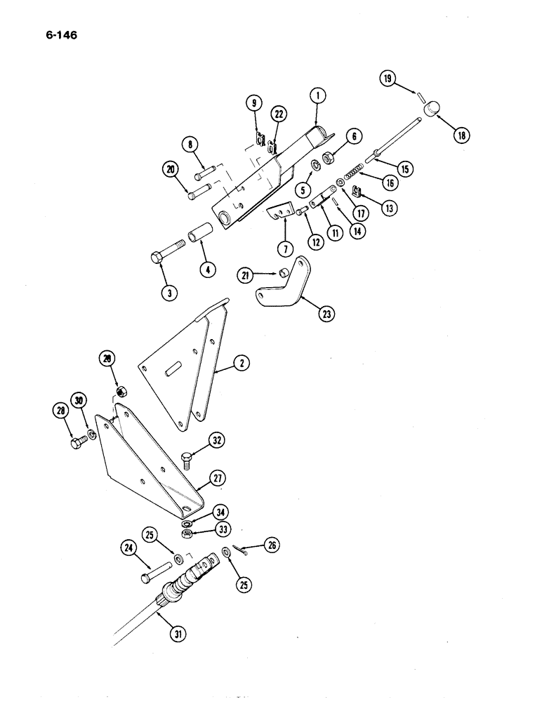 Схема запчастей Case IH 1194 - (6-146) - PTO CLUTCH HAND LEVER, TRACTORS WITH CAB (06) - POWER TRAIN