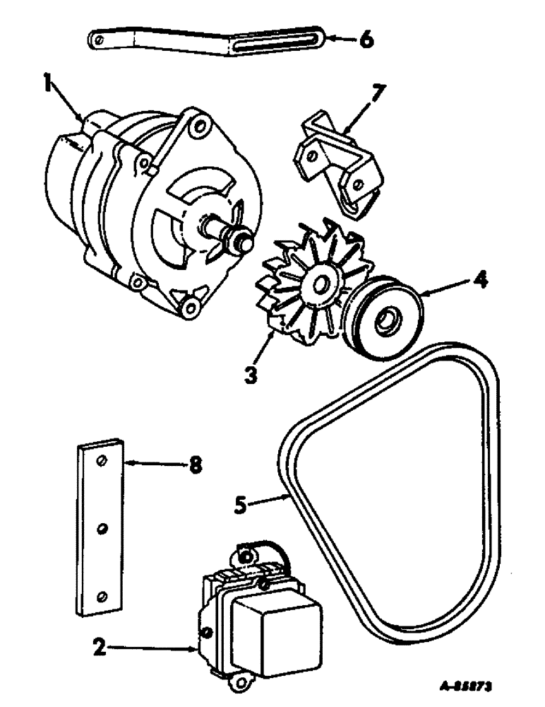 Схема запчастей Case IH 403 - (379) - ALTERNATOR GENERATOR, VOLTAGE REGULATOR AND CONNECTIONS, FOR D-301 ENGINE (55) - ELECTRICAL SYSTEMS