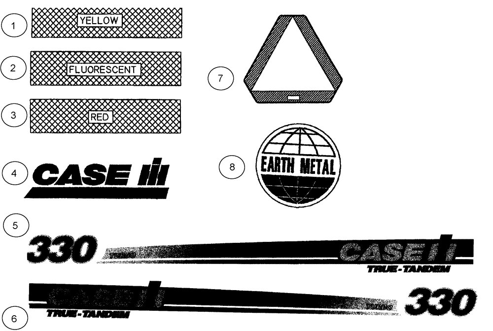 Схема запчастей Case IH 330 TRUE-TANDEM - (90.108.03.01) - DECALS (90) - PLATFORM, CAB, BODYWORK AND DECALS