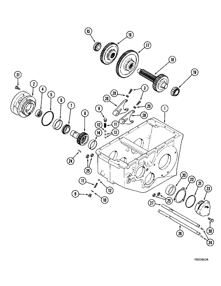 Схема запчастей Case IH 1680 - (6-70) - TRANSMISSION, INPUT SHAFT GEARS AND SHIFTER RAILS (03) - POWER TRAIN