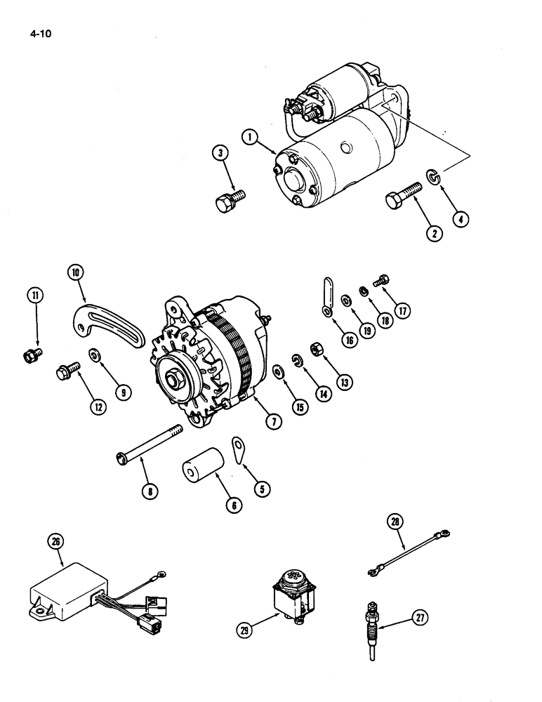 Схема запчастей Case IH 245 - (4-10) - STARTER MOUNTING (04) - ELECTRICAL SYSTEMS