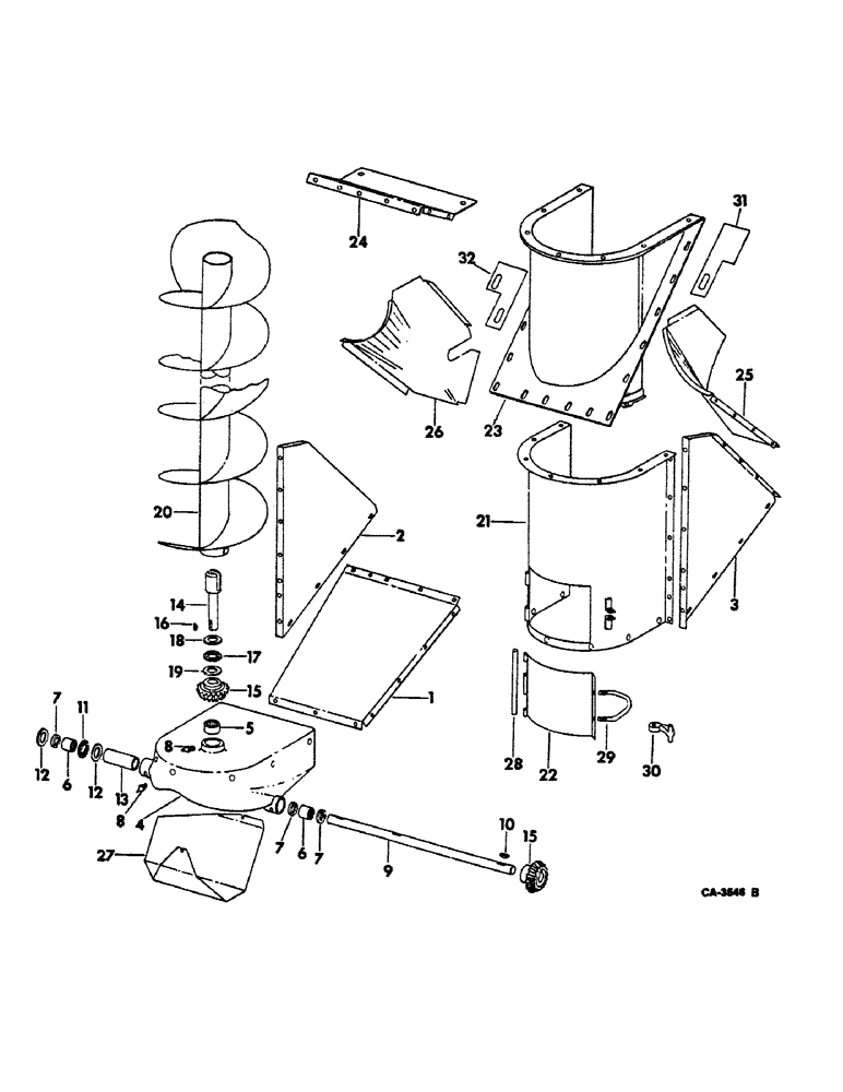 Схема запчастей Case IH 815 - (26-20) - GRAIN TANK, GRAIN TANK UNLOADER LOWER Grain Tank