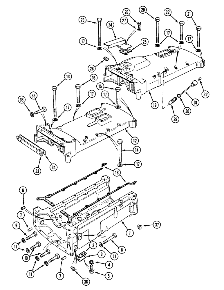 Схема запчастей Case IH 1594 - (9-346) - REAR MAIN FRAME AND GEARBOX, COVERS (09) - CHASSIS/ATTACHMENTS