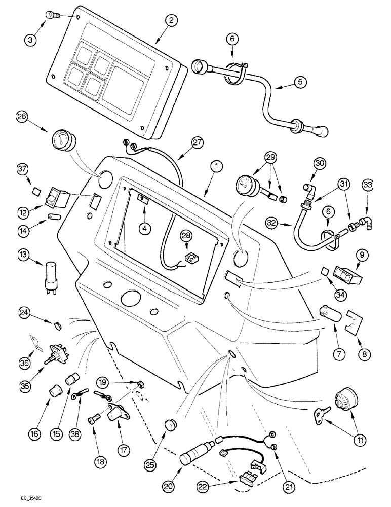 Схема запчастей Case IH 3220 - (4-024) - INSTRUMENTS AND SWITCHES, WITH VOLTMETER AND OIL PRESSURE GAUGE (04) - ELECTRICAL SYSTEMS