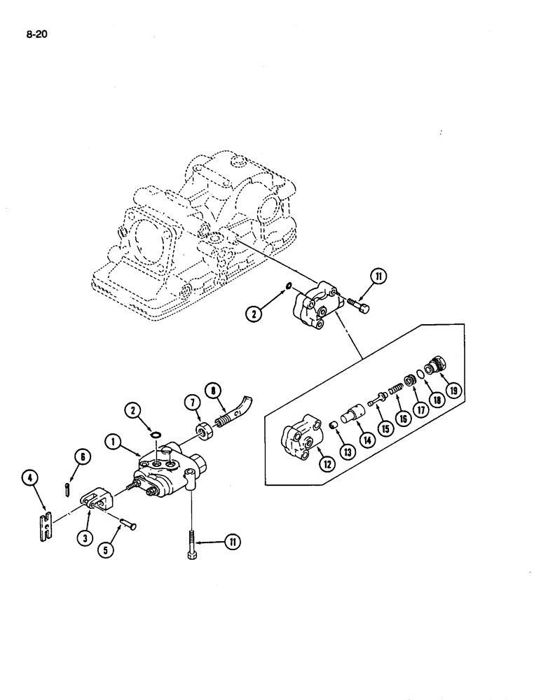 Схема запчастей Case IH 245 - (8-20) - HYDRAULIC CONTROL VALVE MOUNTING (08) - HYDRAULICS