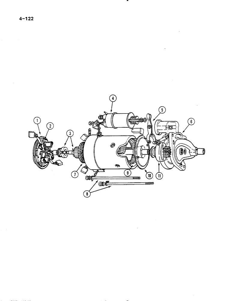 Схема запчастей Case IH 485 - (4-122) - STARTER MOTOR, LUCAS (04) - ELECTRICAL SYSTEMS