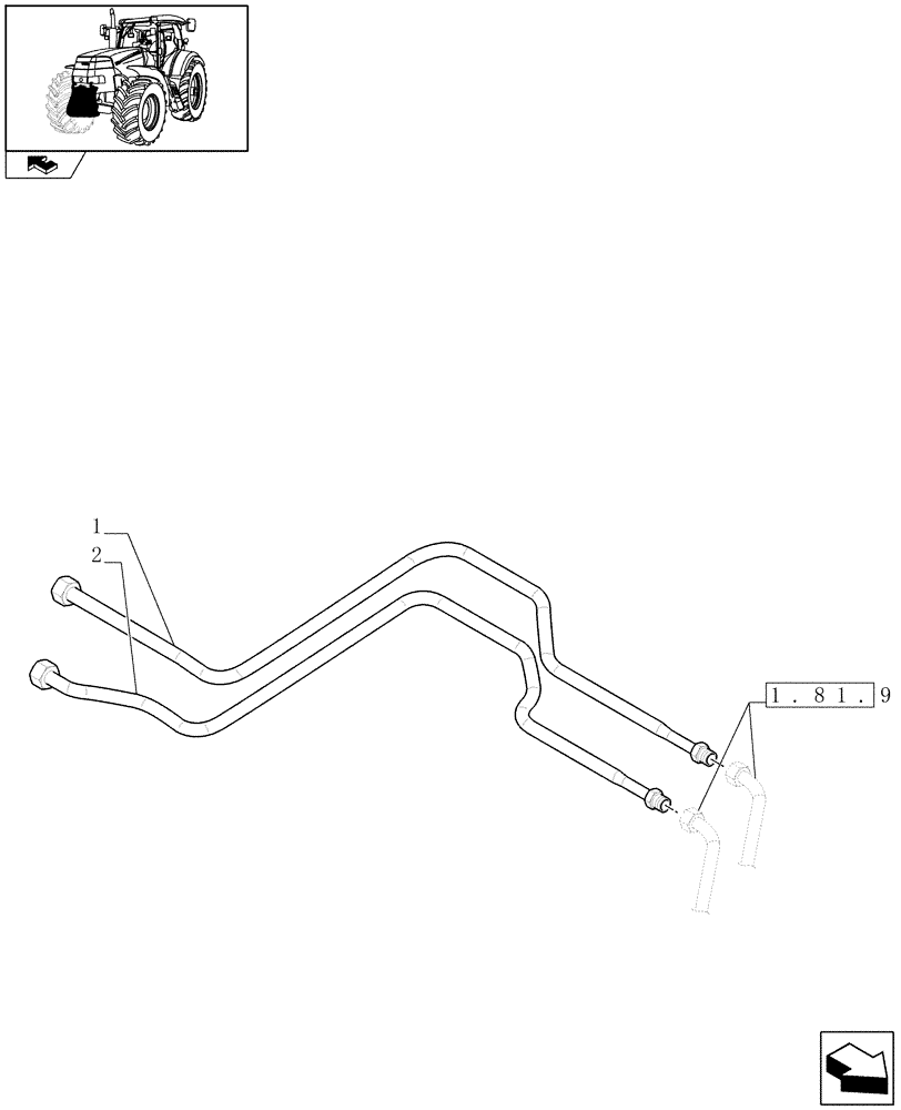 Схема запчастей Case IH PUMA 195 - (1.81.9[05A]) - (VAR.088) FRONT HPL FOR REAR REMOTES LESS PTO, LESS AUX. COUPLERS - PIPES - D6726 (07) - HYDRAULIC SYSTEM