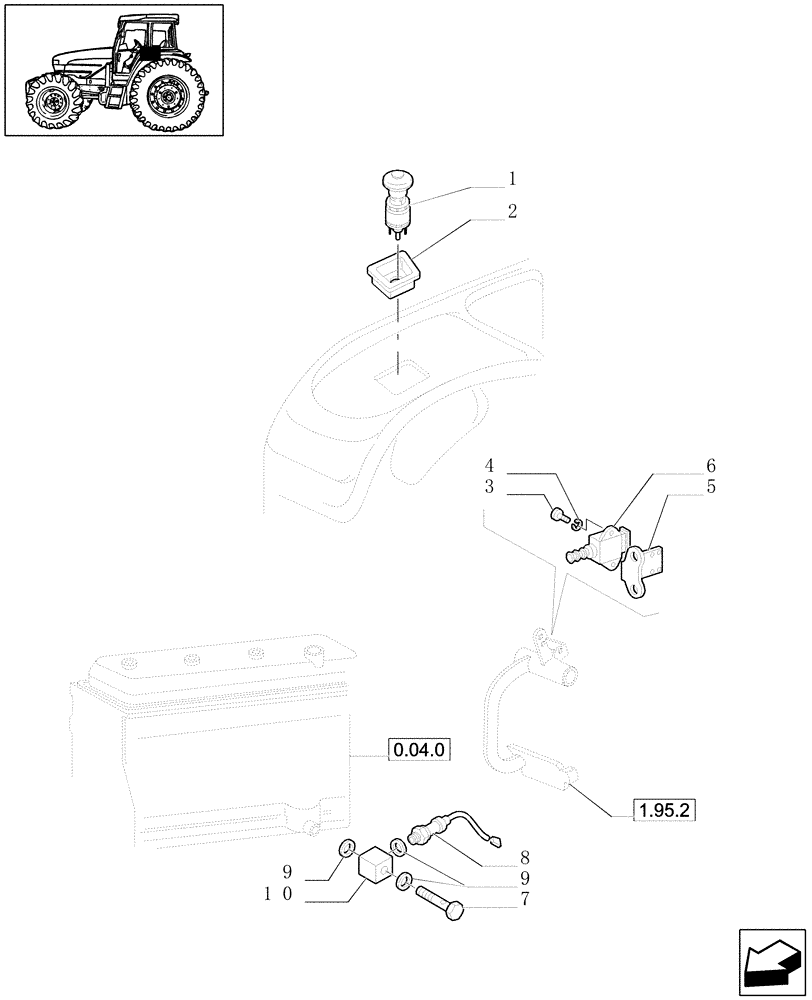 Схема запчастей Case IH JX1100U - (1.75.0) - ELECTRIC CONTROLS - PTO SWITCH (06) - ELECTRICAL SYSTEMS