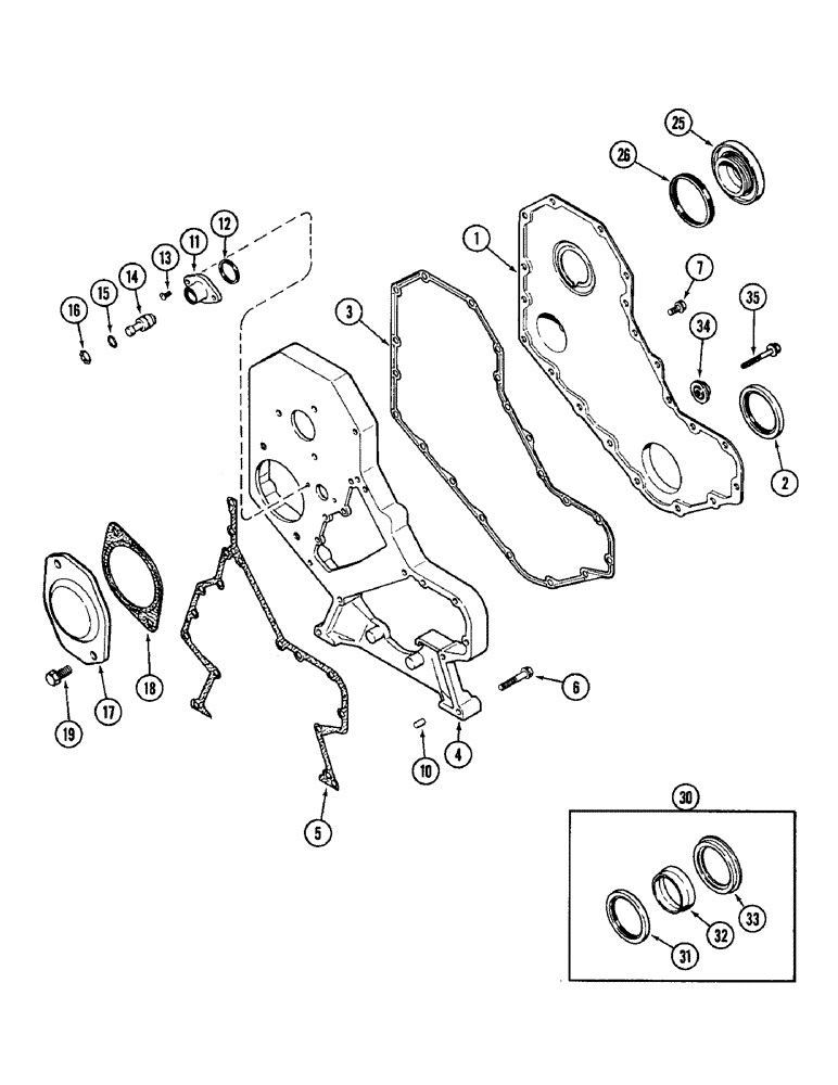 Схема запчастей Case IH 6500 - (2-36) - FRONT GEAR COVER, 4-390 GAS ENGINE (02) - ENGINE