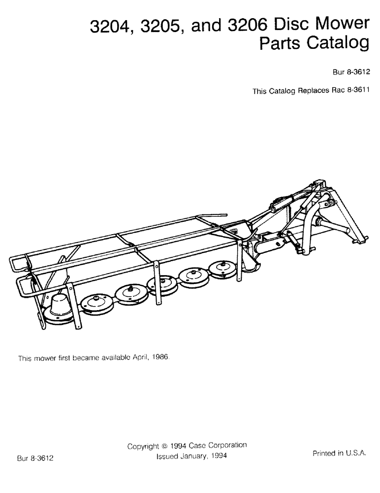 Схема запчастей Case IH 3205 - (1-1) - DISC MOWER (00) - PICTORIAL INDEX