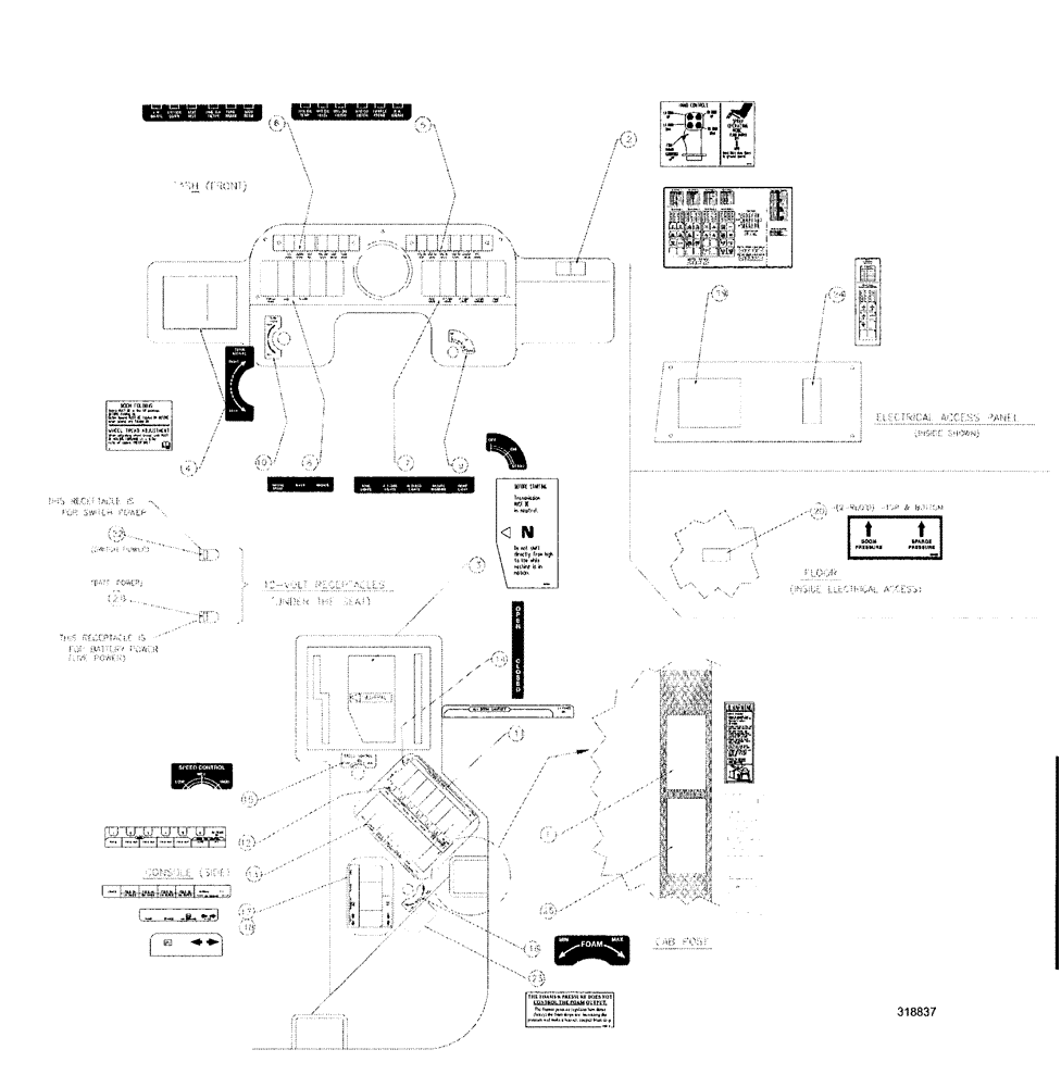 Схема запчастей Case IH SPX3200 - (10-002) - INTERIOR DECALS (90) - PLATFORM, CAB, BODYWORK AND DECALS