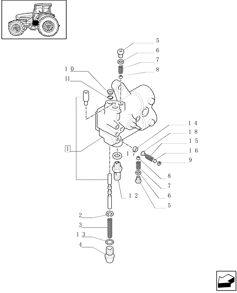 Схема запчастей Case IH JX90U - (1.27.4[03]) - (VAR.271-272-274-276-296) (HI-LO) AND SYNCHRONIZED REVERSING GEAR - 30-40 KM/H - CONTROL VALVE (03) - TRANSMISSION