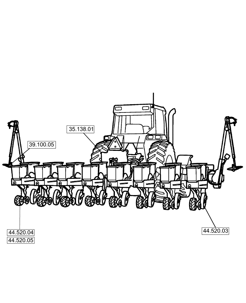 Схема запчастей Case IH 1220 - (00.000.01) - PICTORIAL INDEX - RIGID MOUNTED PLANTERS (00) - GENERAL & PICTORIAL INDEX