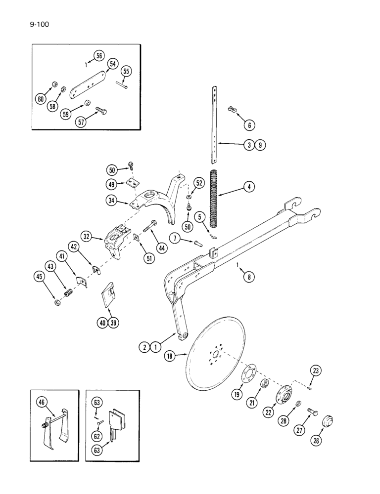 Схема запчастей Case IH 6300 - (9-100) - DOUBLE DISC FURROW OPENER (09) - CHASSIS/ATTACHMENTS