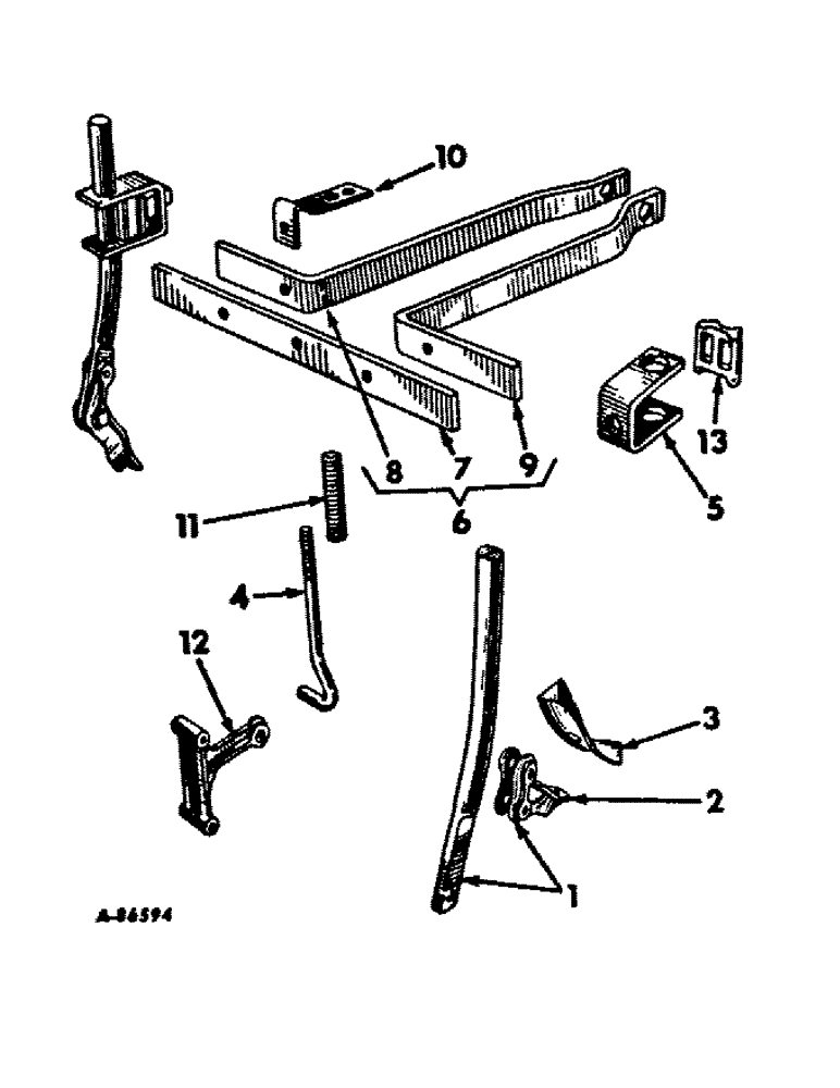 Схема запчастей Case IH 92 - (D-53) - SHOVEL COVERING ATTACHMENT, PIN BREAK, QUANTITIES SHOWN ARE PER ROW, FOR USE W/PLANTING EQUIPMENT 