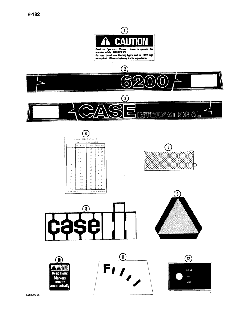 Схема запчастей Case IH 6200 - (9-182) - DECALS, CASE IH (09) - CHASSIS/ATTACHMENTS