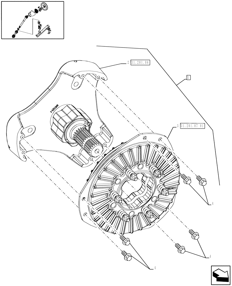 Схема запчастей Case IH SB541C - (31.201.05[01]) - POWER TAKE OFF CLUTCH, SB531 (31) - IMPLEMENT POWER TAKE OFF