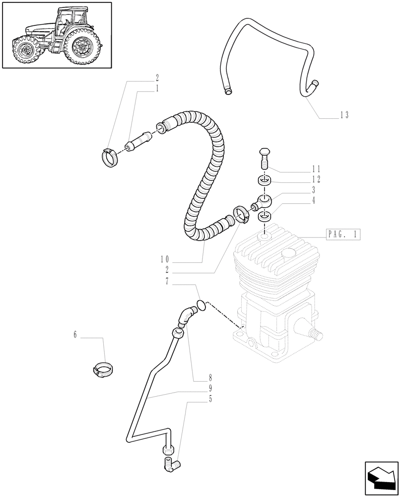 Схема запчастей Case IH MXM190 - (1.68.6/02[03]) - (VAR.385/1) UNIVERSAL TRAILER AIR BRAKE - PIPES - C5419 (05) - REAR AXLE