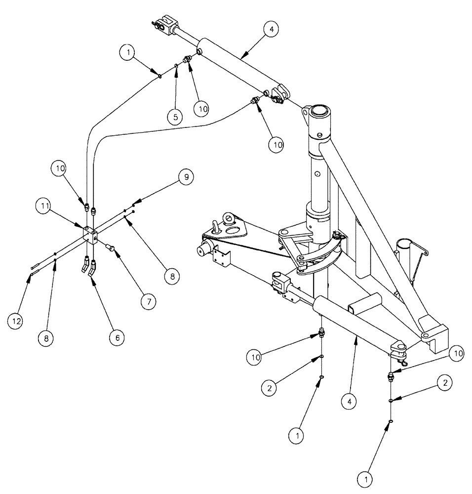 Схема запчастей Case IH FLX610 - (02-001) - HYDRAULIC CYLINDER GROUP, 60, 70, 75 Cylinders