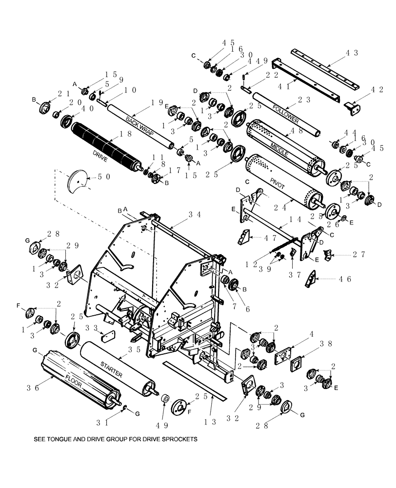 Схема запчастей Case IH RBX441 - (006) - MAIN FRAME (39) - FRAMES AND BALLASTING